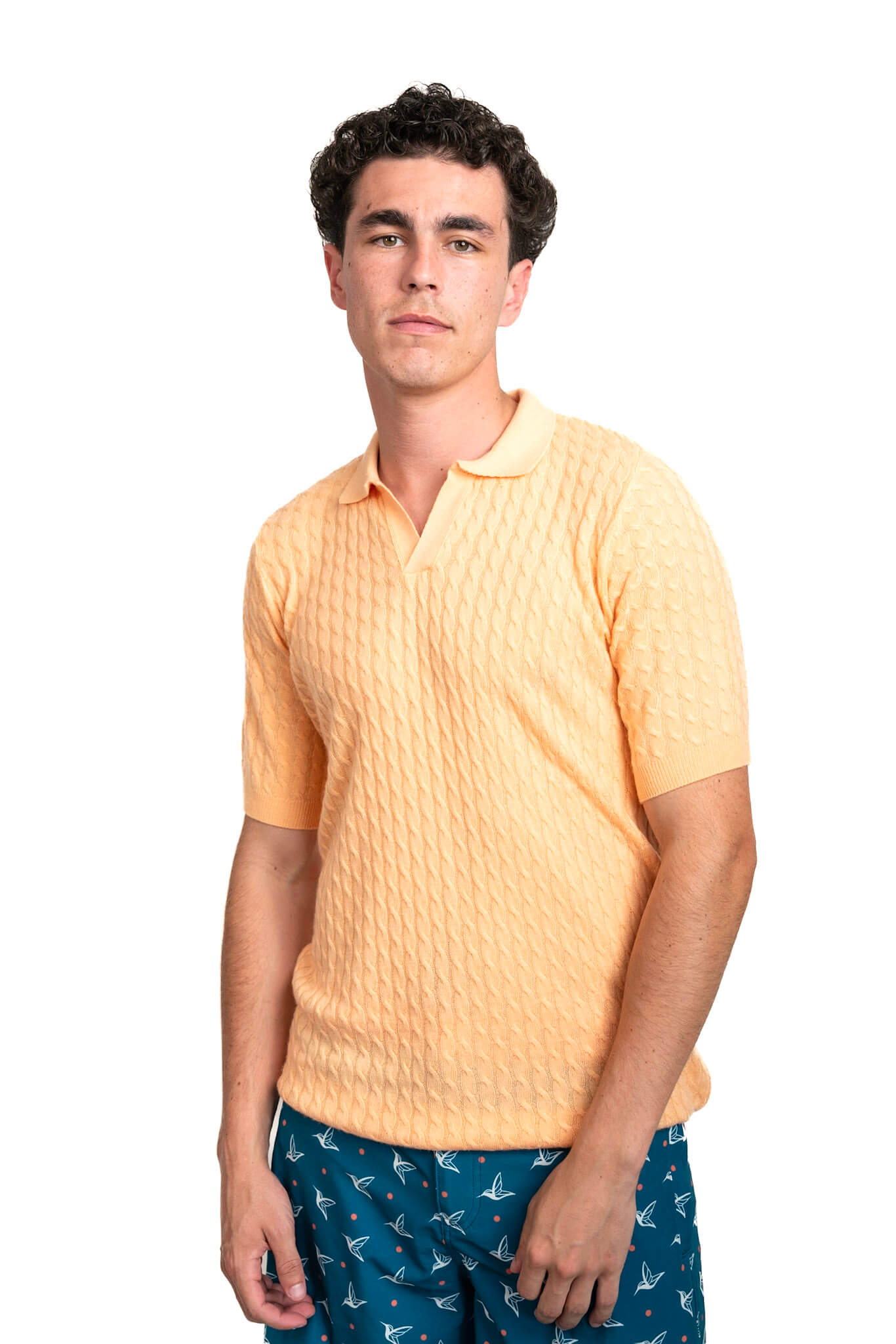 Cashmere Feel Polo Shirt | Orange Creme