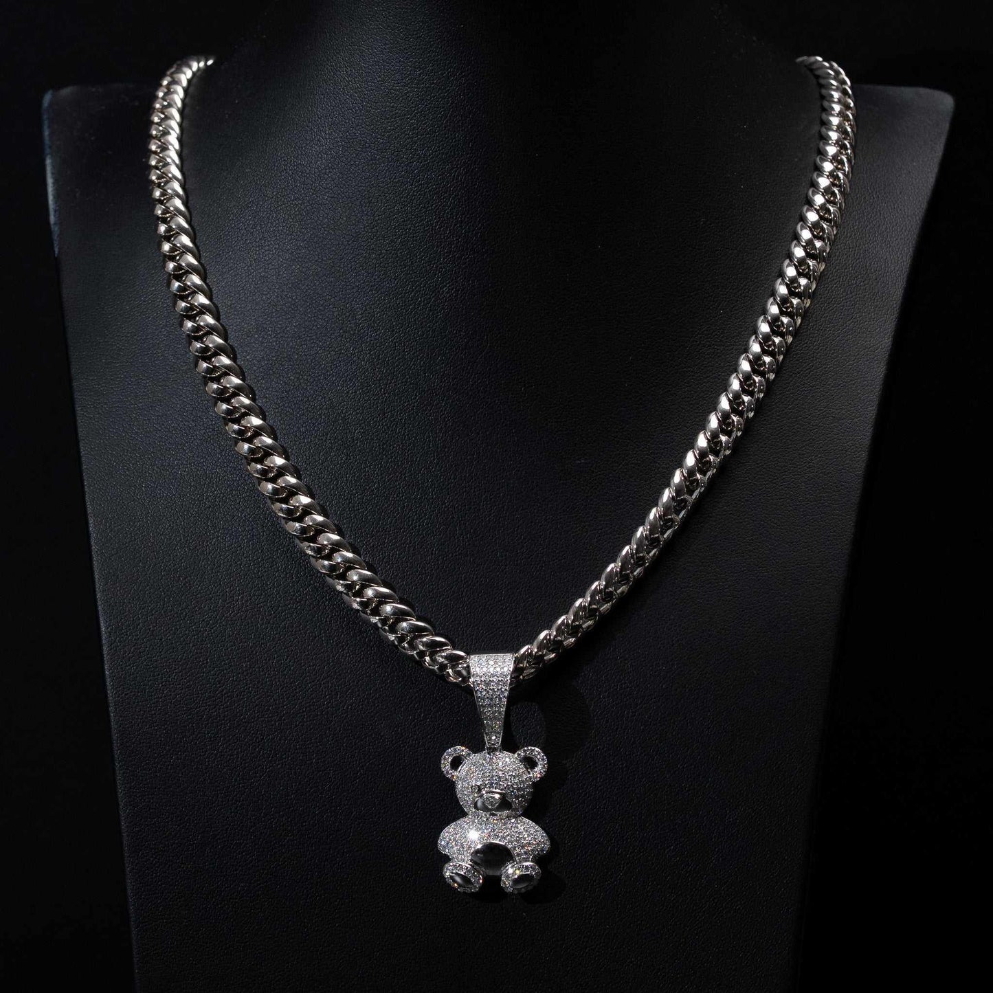 Teddy Bear Moissanite Solid 925 Sterling Silver Pendant