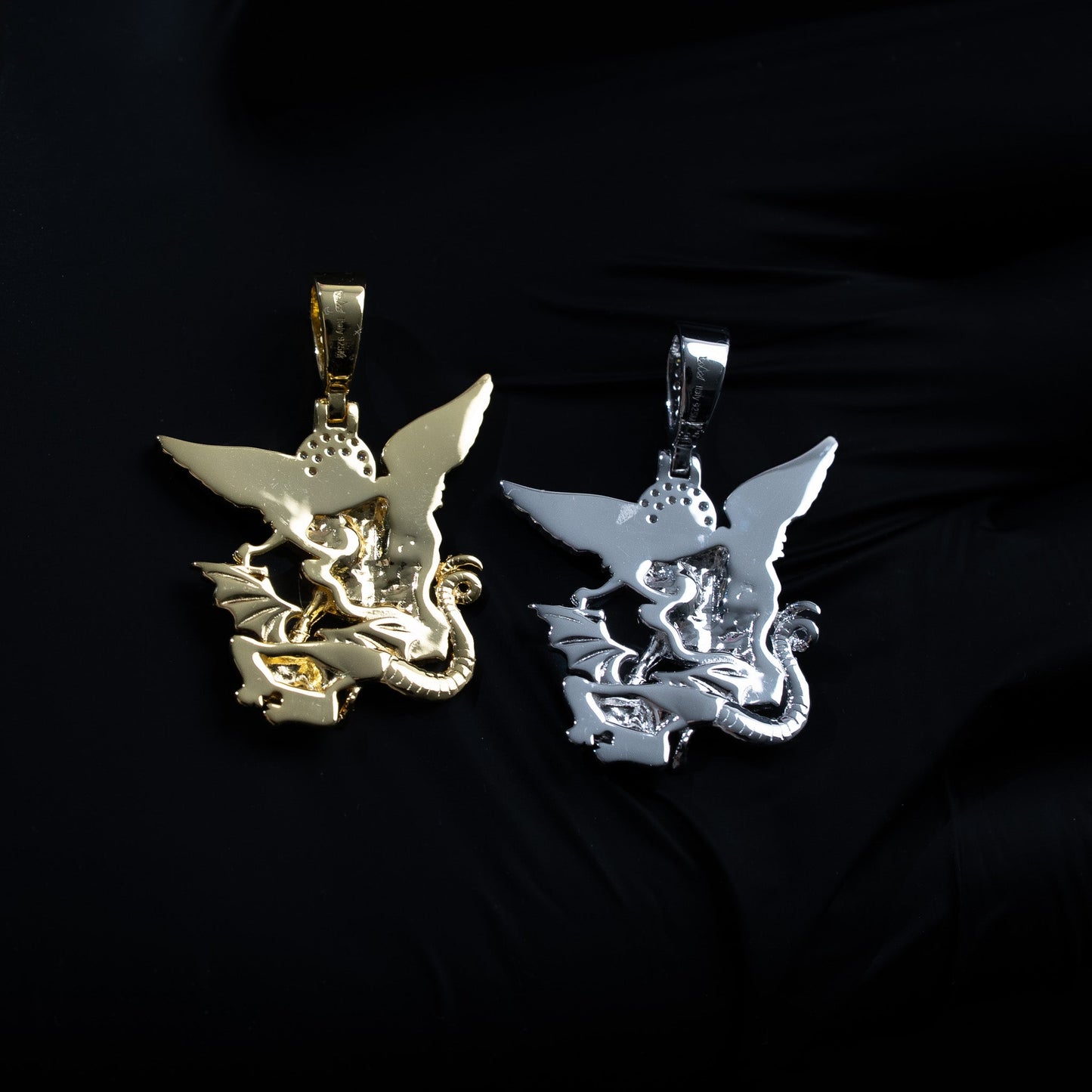Moissanite Saint Michael The Archangel Pendant 925 Sterling Silver/14K Gold Plated