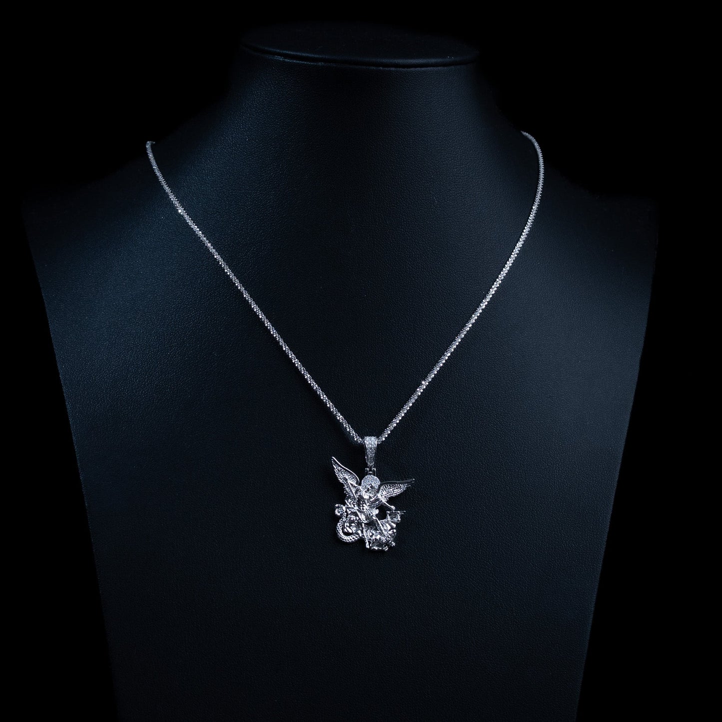 Moissanite Saint Michael The Archangel Pendant 925 Sterling Silver/14K Gold Plated