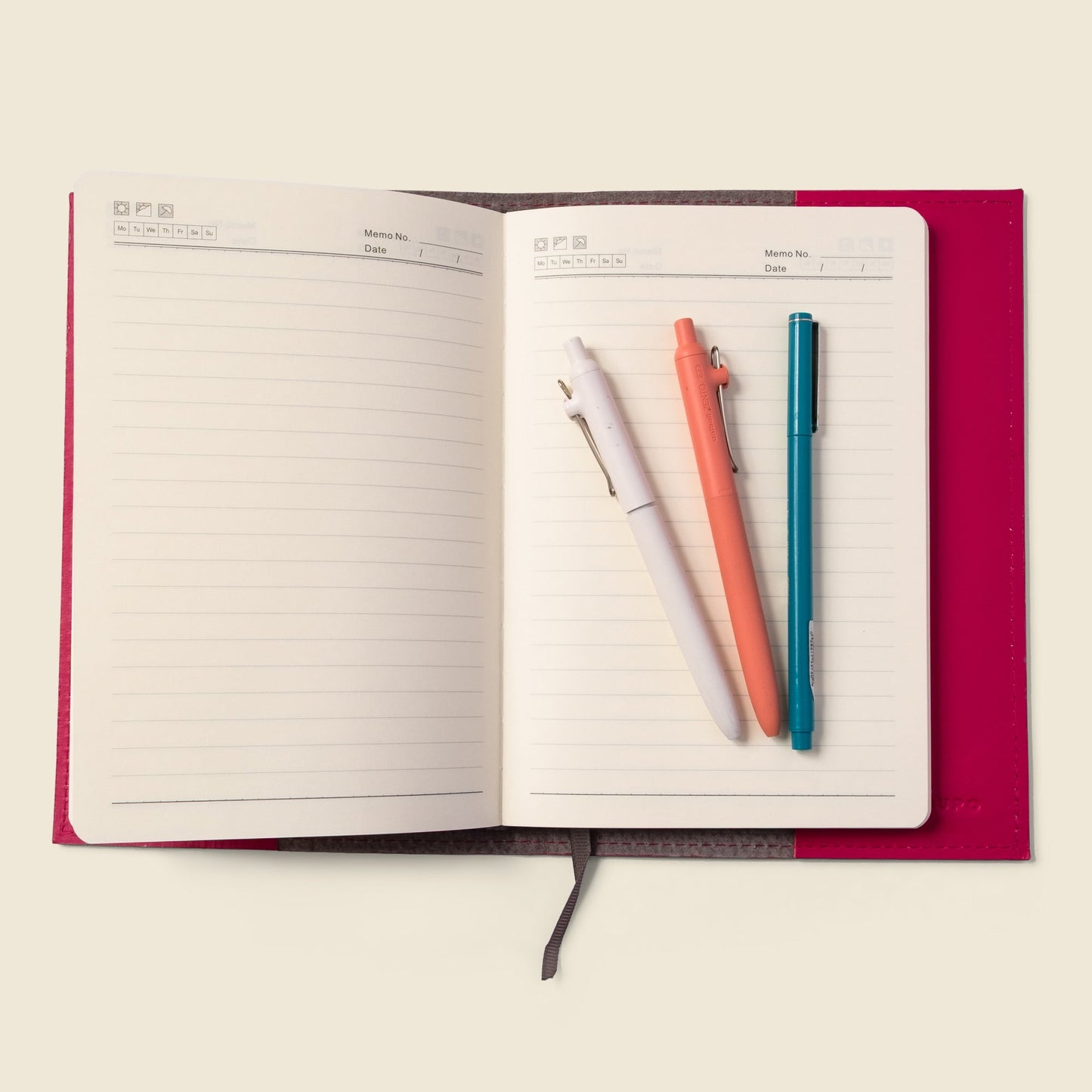 Refillable A5 Leather Notebook Cover – Pink