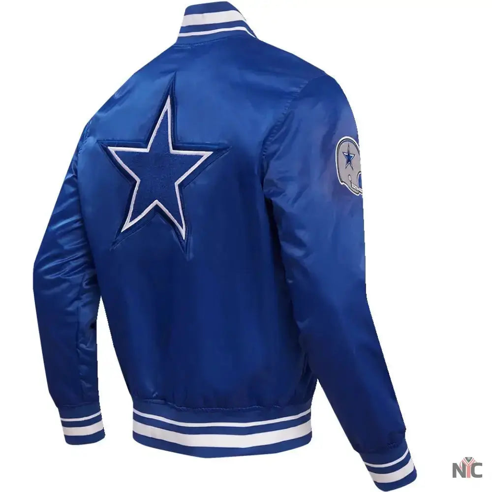 Dallas Cowboys Classic Blue Satin Varsity Jacket
