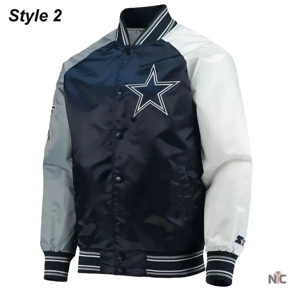 Dallas Cowboys The Tradition II Satin Blue and Grey Jacket