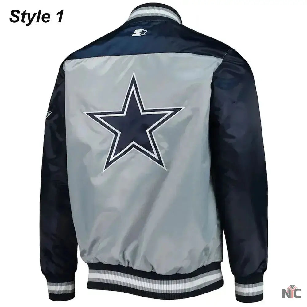 Dallas Cowboys The Tradition II Satin Blue and Grey Jacket
