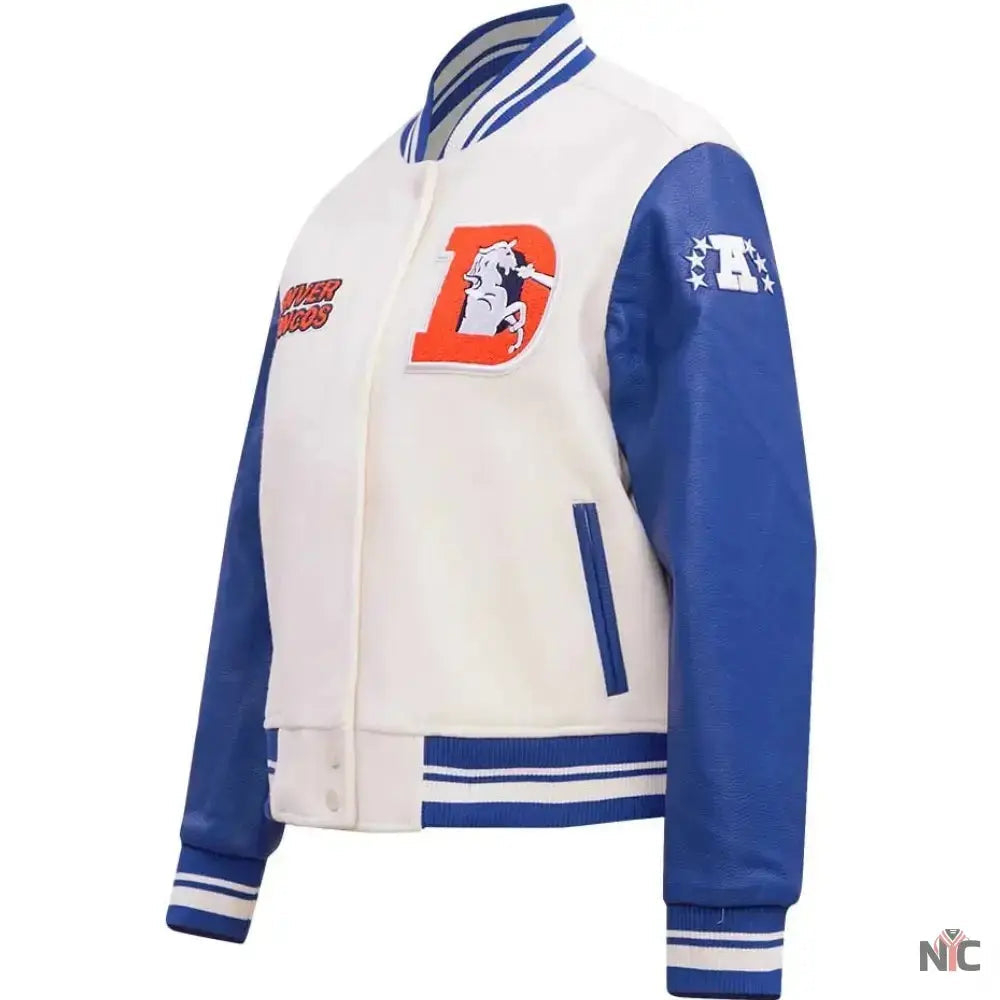 Denver Broncos Classic Rib Wool and Leather Varsity Jacket