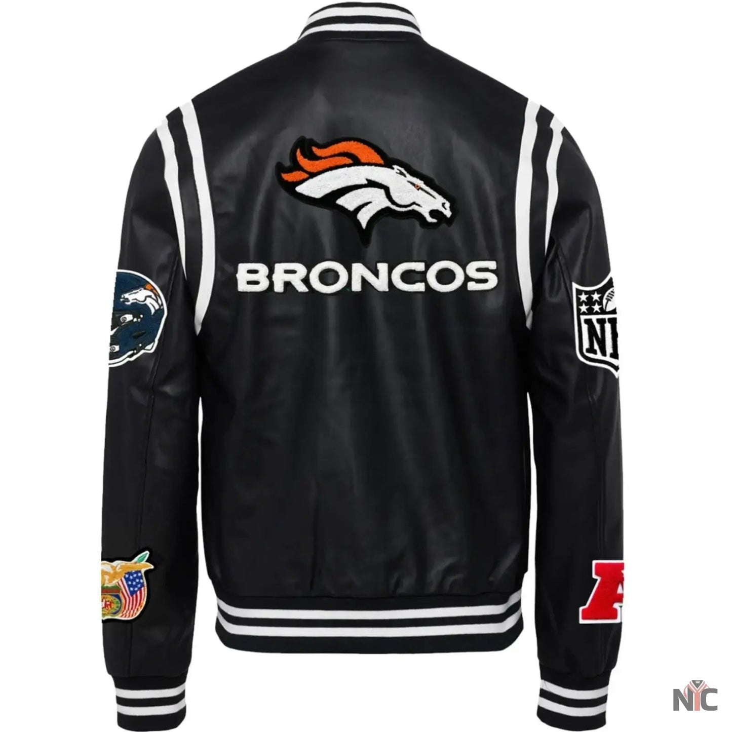 Denver Broncos Jeff Hamilton Leather Varsity Jacket