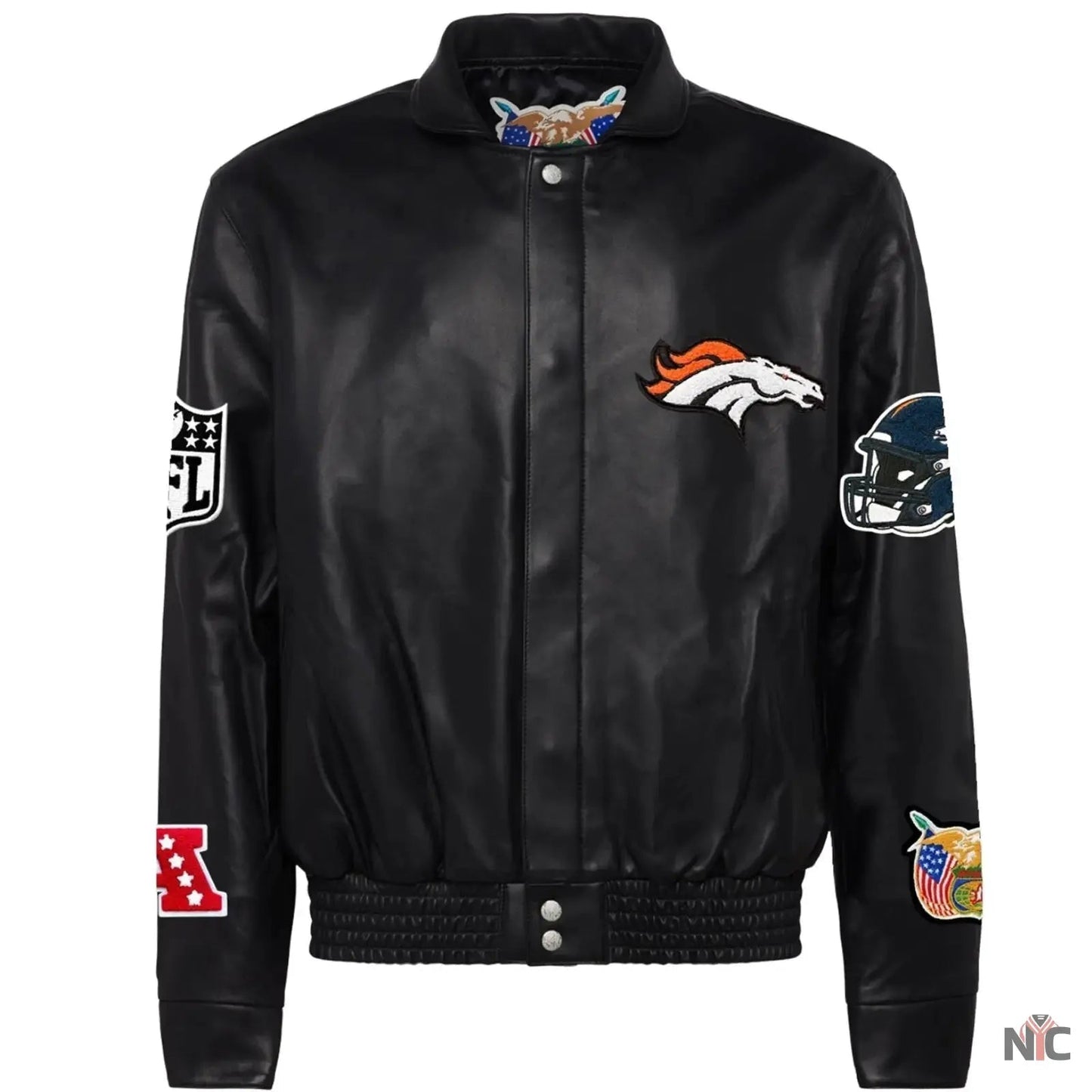 Denver Broncos Jeff Hamilton Leather Varsity Jacket