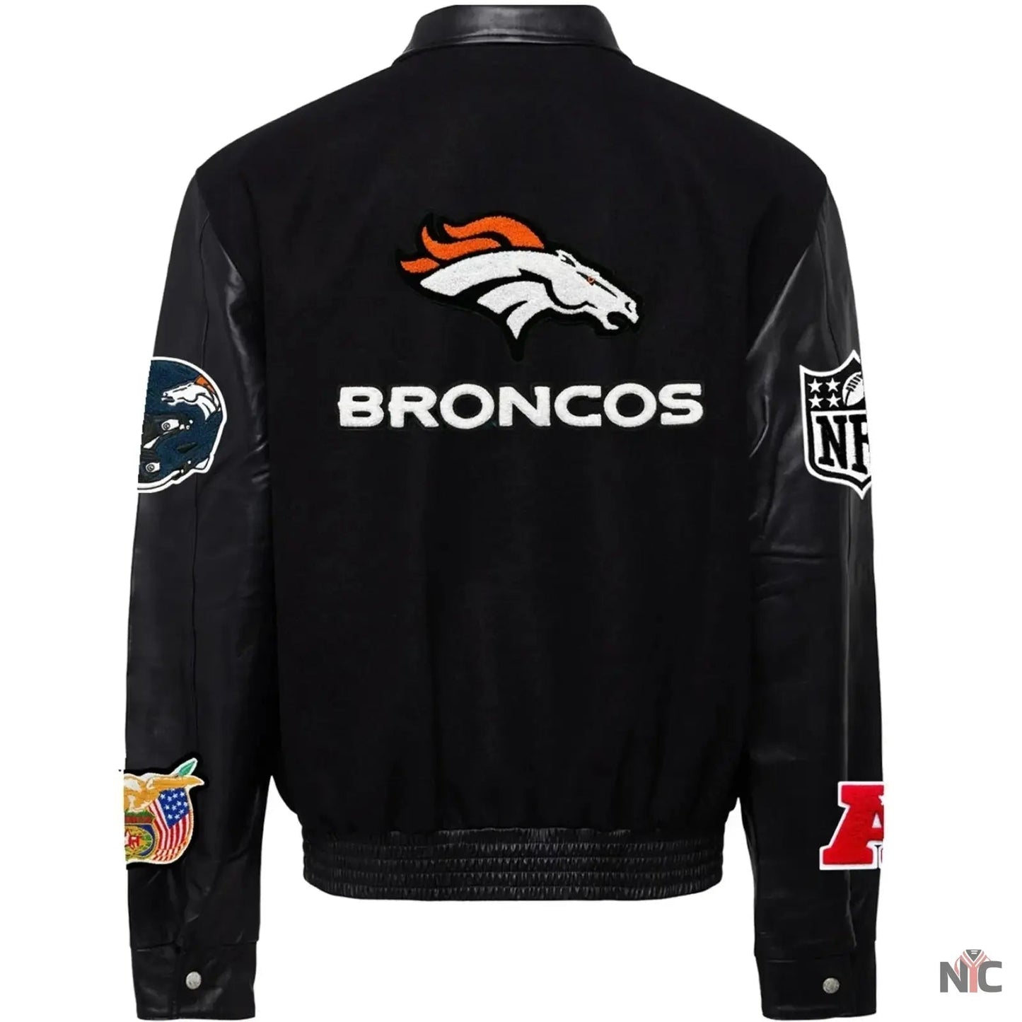 Denver Broncos Jeff Hamilton Wool and Leather Varsity Jacket