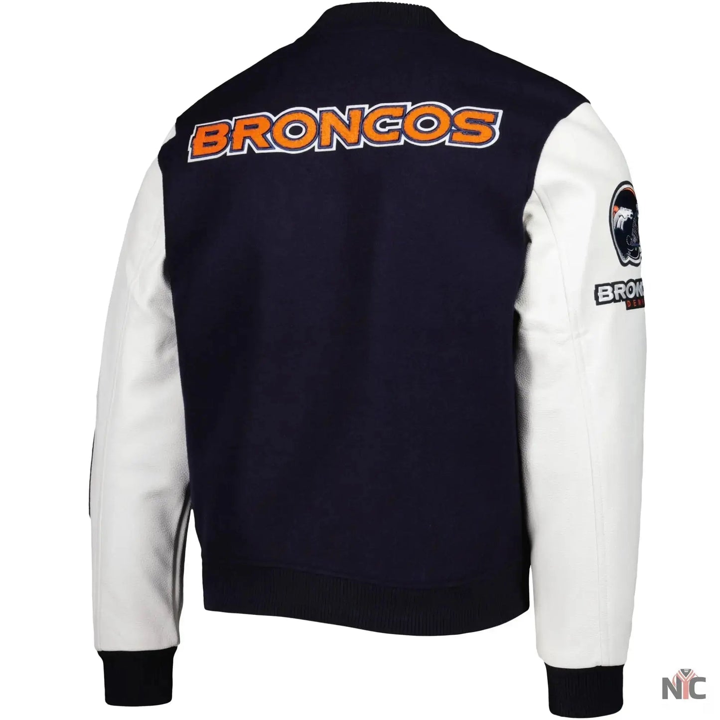 Denver Broncos Navy and White Varsity Jacket