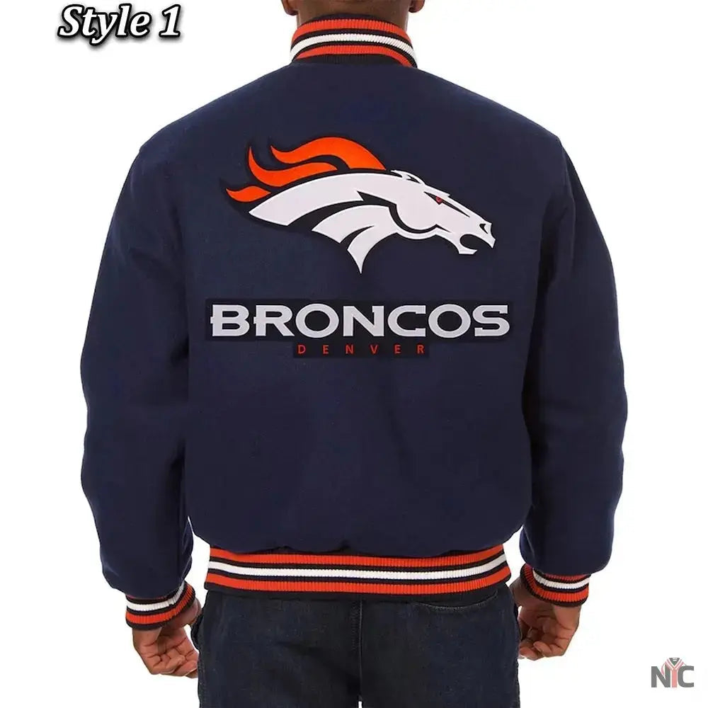 Denver Broncos Wool Varsity Blue Jacket