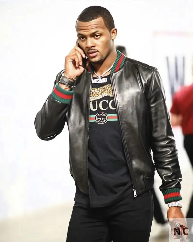 Deshaun Watson Black Leather Varsity Jacket