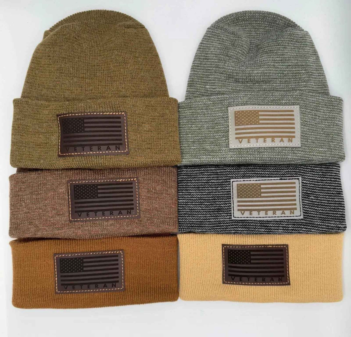 Designed & Made in USA | Veteran Beanie with USA Flag - Patriotic H-Stitch™ Cuffed Knit Hat for Men & Women | Limited Edition