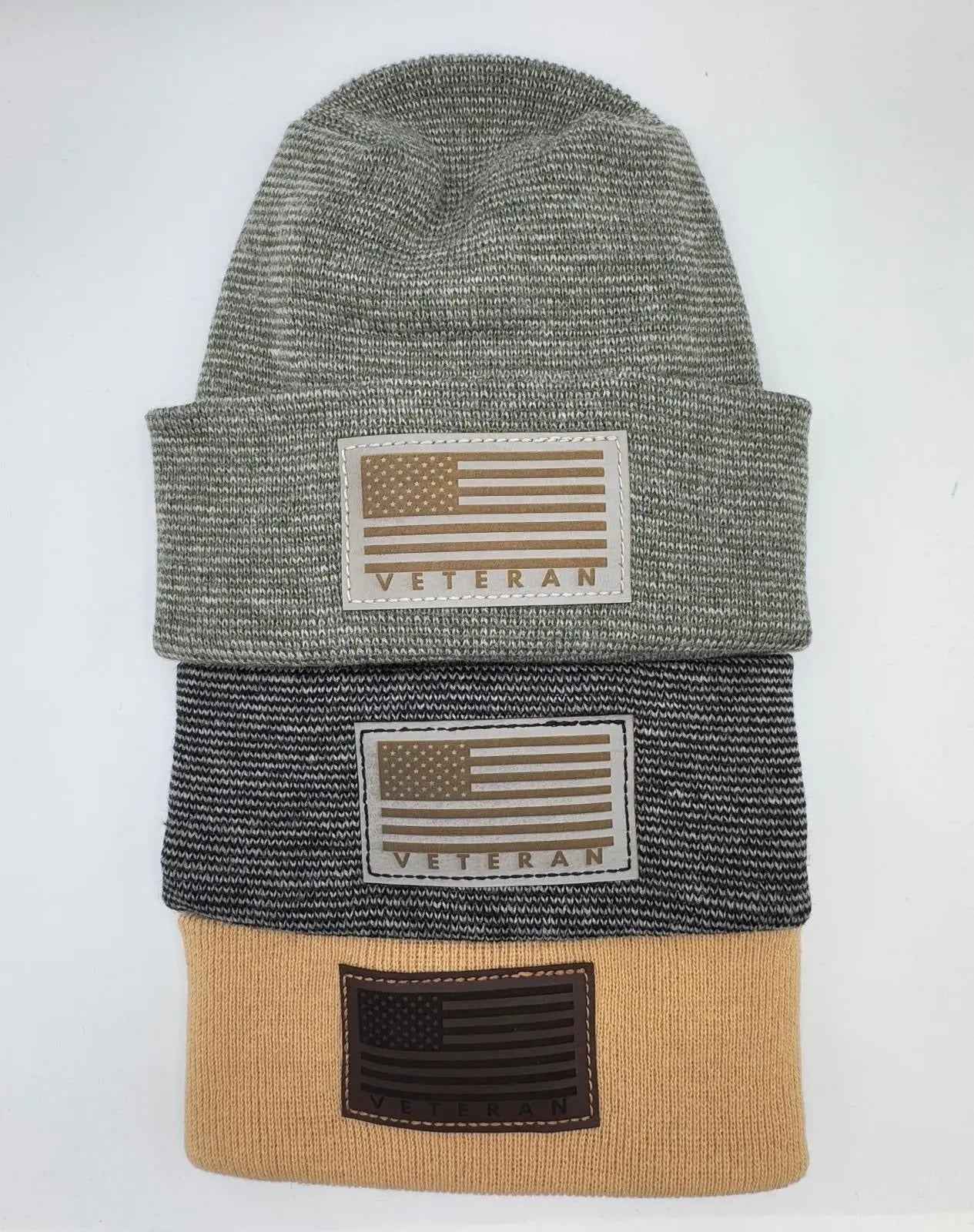 Designed & Made in USA | Veteran Beanie with USA Flag - Patriotic H-Stitch™ Cuffed Knit Hat for Men & Women | Limited Edition