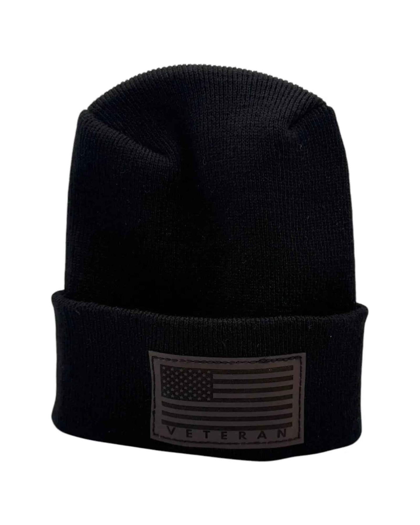 Designed & Made in USA | Veteran Beanie with USA Flag - Patriotic H-Stitch™ Cuffed Knit Hat for Men & Women | Limited Edition