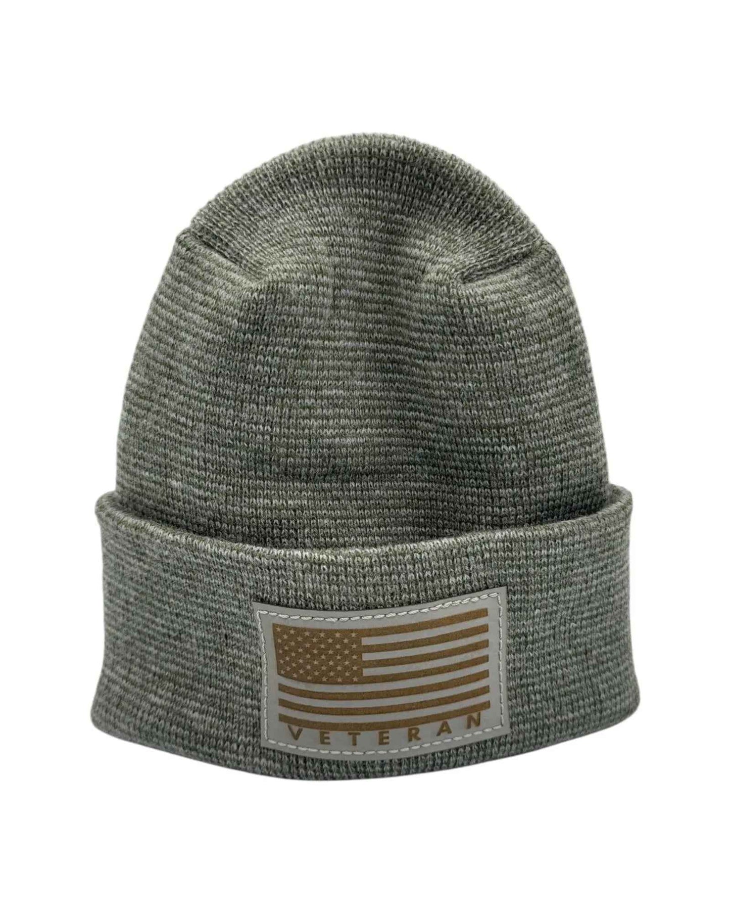 Designed & Made in USA | Veteran Beanie with USA Flag - Patriotic H-Stitch™ Cuffed Knit Hat for Men & Women | Limited Edition