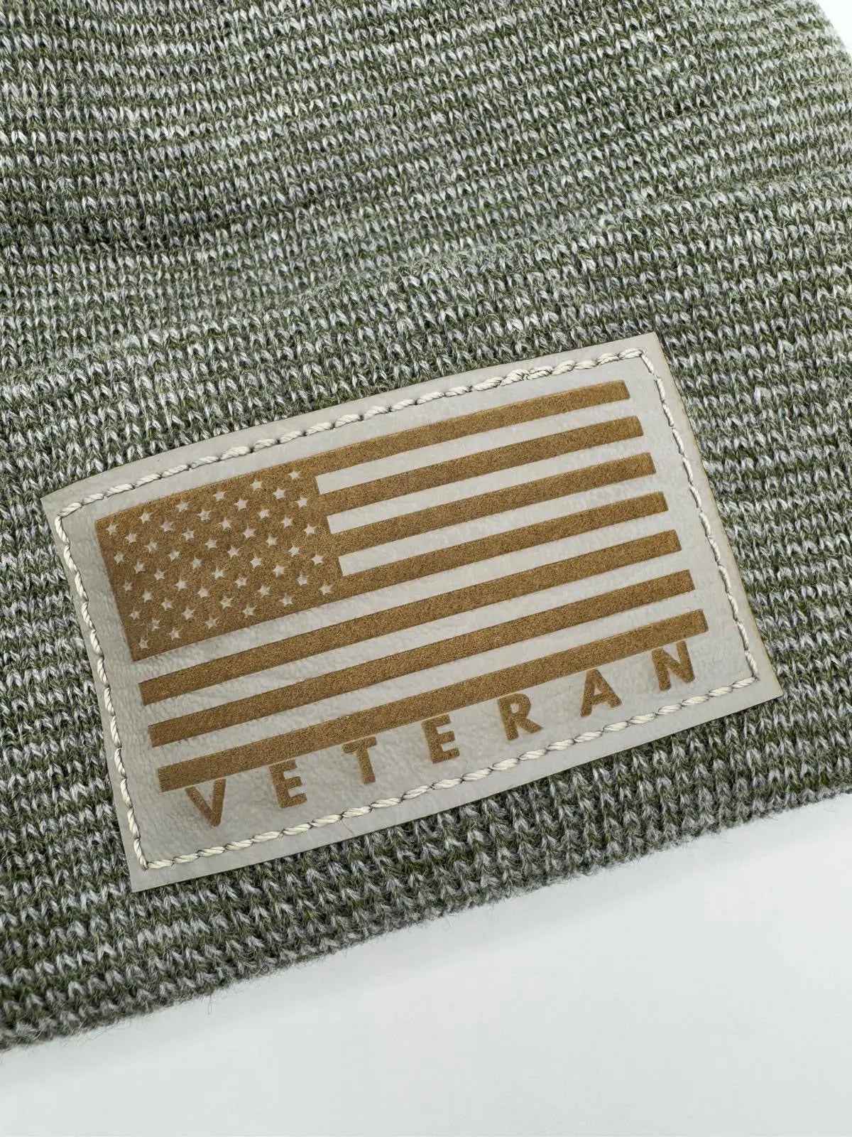 Designed & Made in USA | Veteran Beanie with USA Flag - Patriotic H-Stitch™ Cuffed Knit Hat for Men & Women | Limited Edition