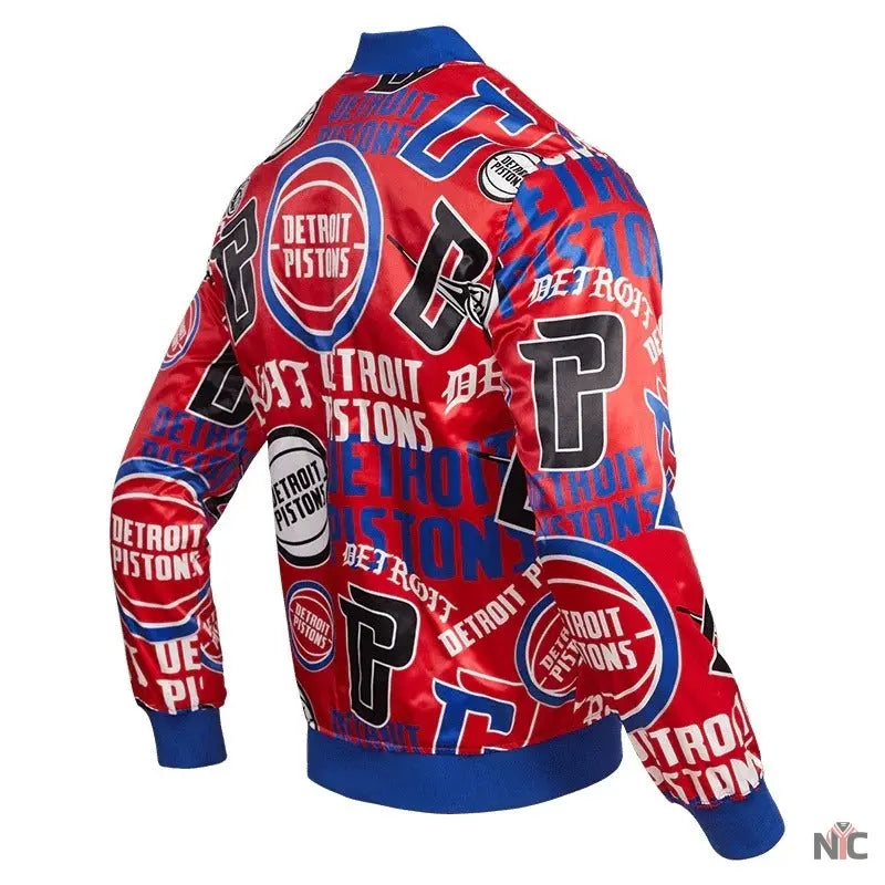 Detroit Pistons Aop Satin Varsity Jacket