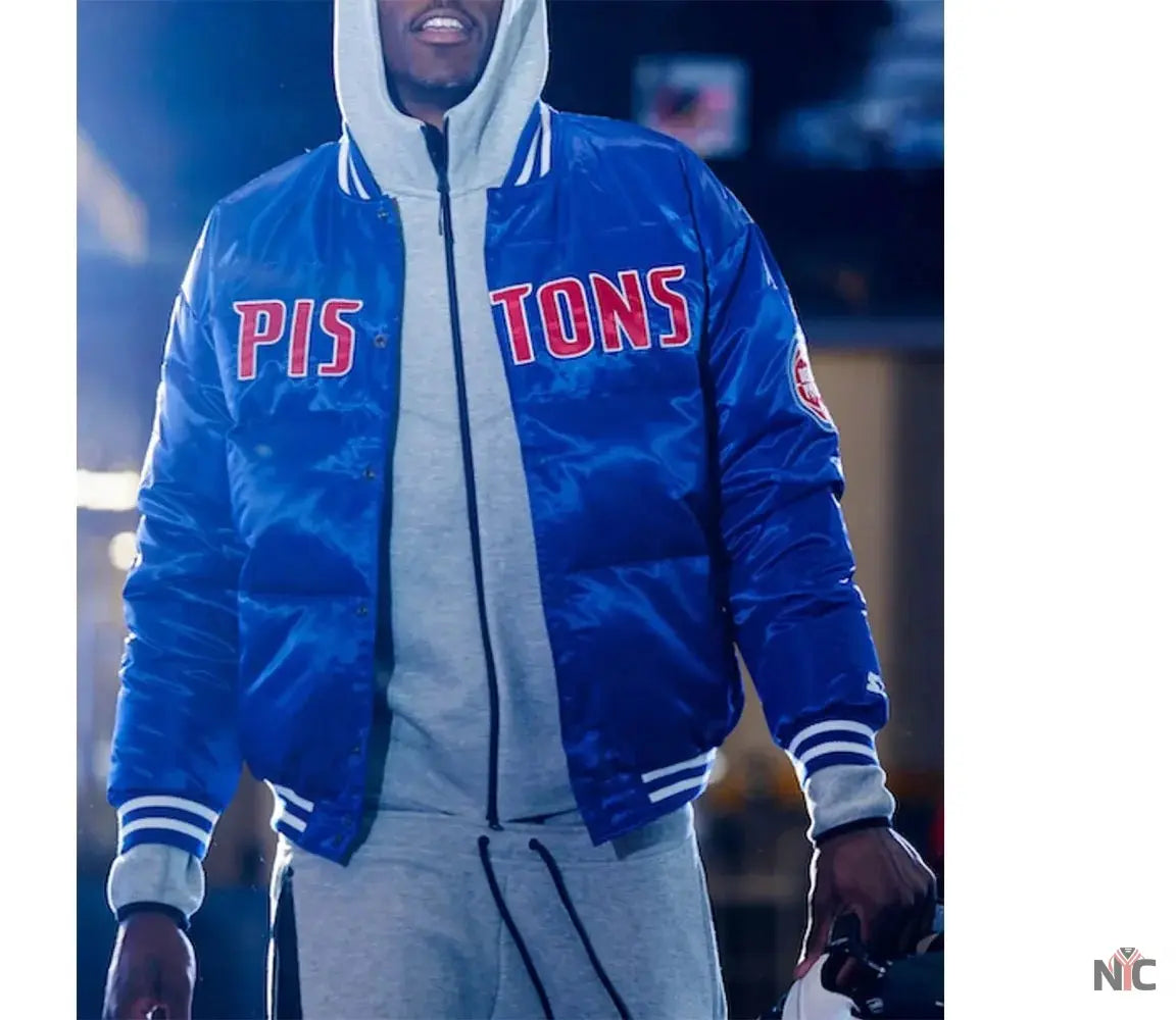 Detroit Pistons Blue Down Bubble Jacket