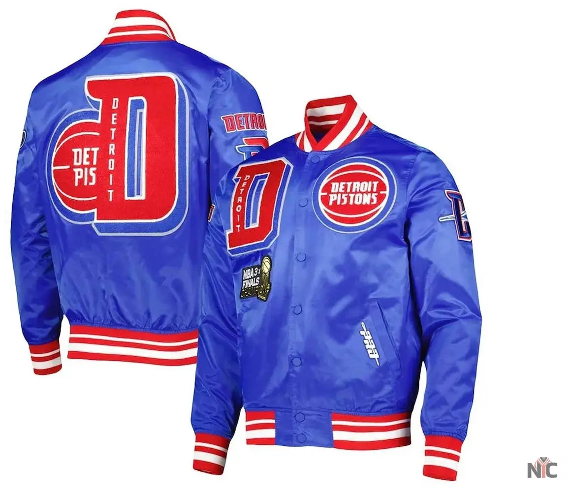 Detroit Pistons Finals 3x Champions Mash Up Satin Jacket