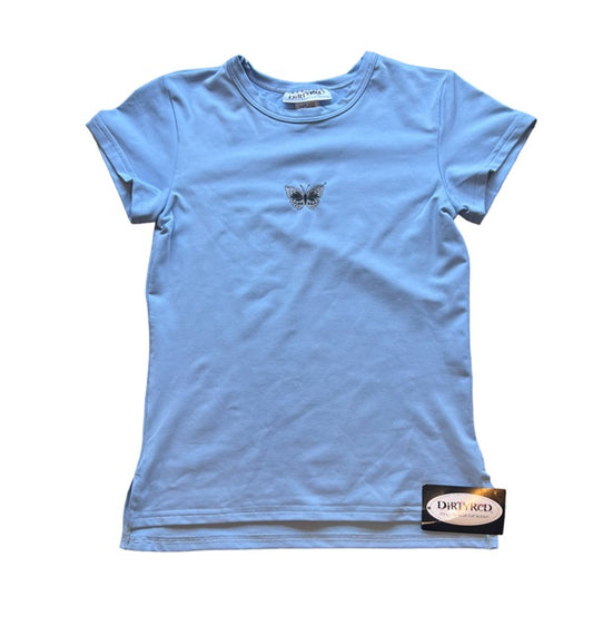 Butterfly Women's Athletic T-Shirt, Light Blue (S, M, XL)