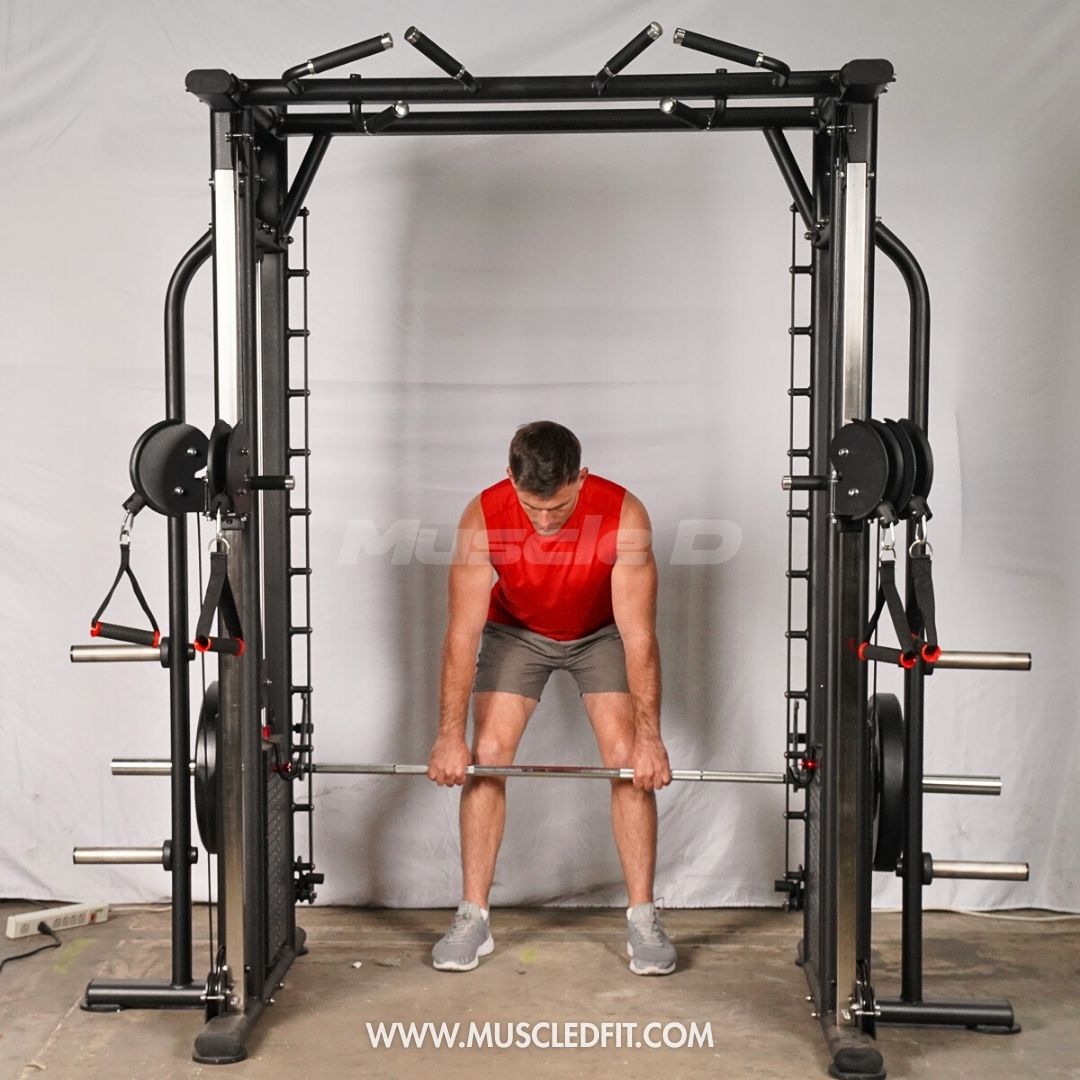 Muscle D Fitness Dual Adjustable Pulley Smith Combo – Full Body Trainer