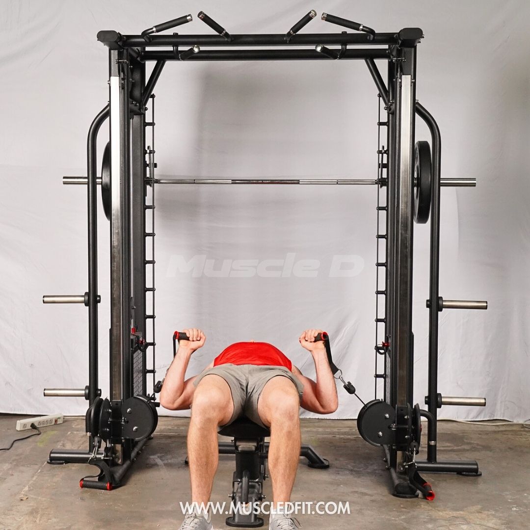 Muscle D Fitness Dual Adjustable Pulley Smith Combo – Full Body Trainer