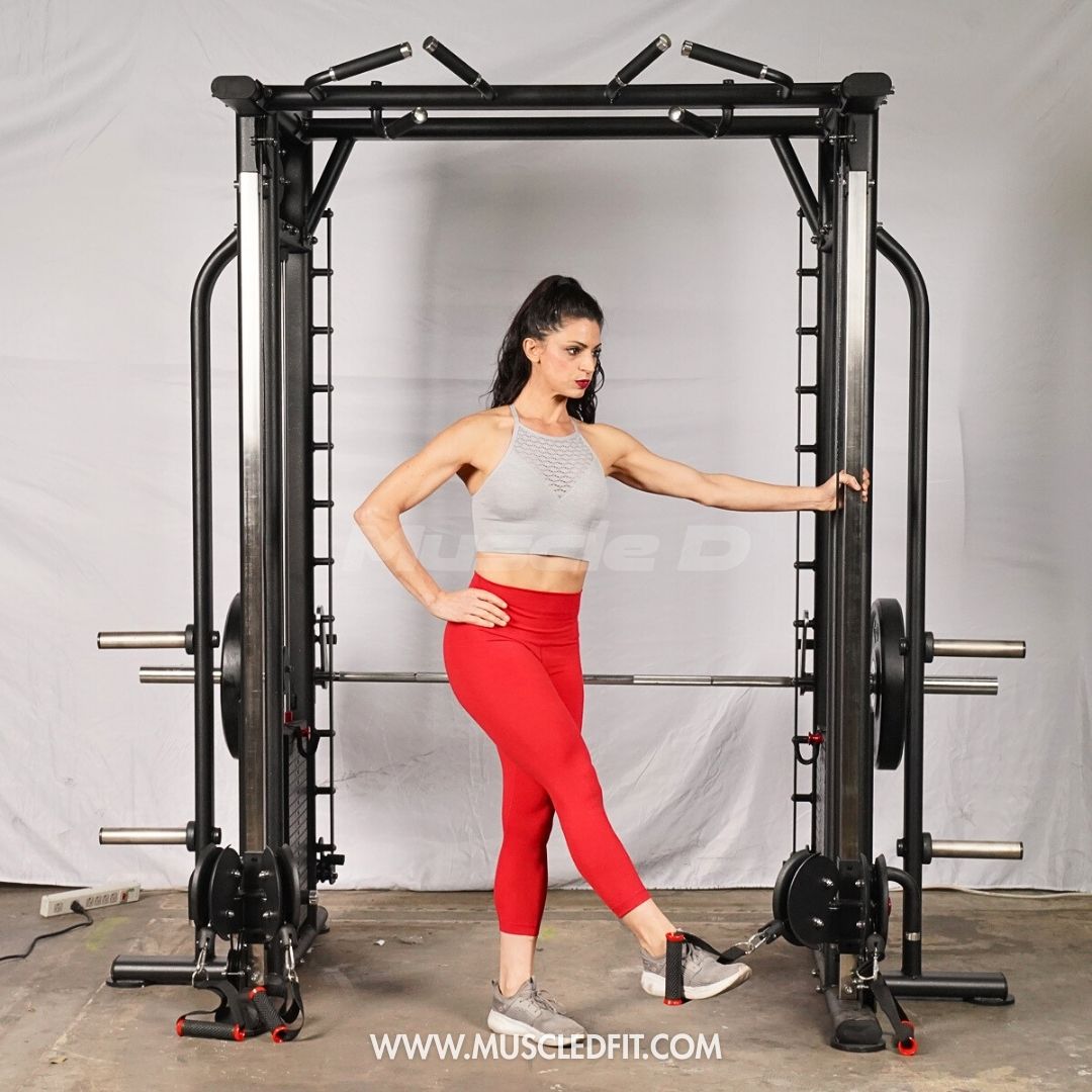 Muscle D Fitness Dual Adjustable Pulley Smith Combo – Full Body Trainer