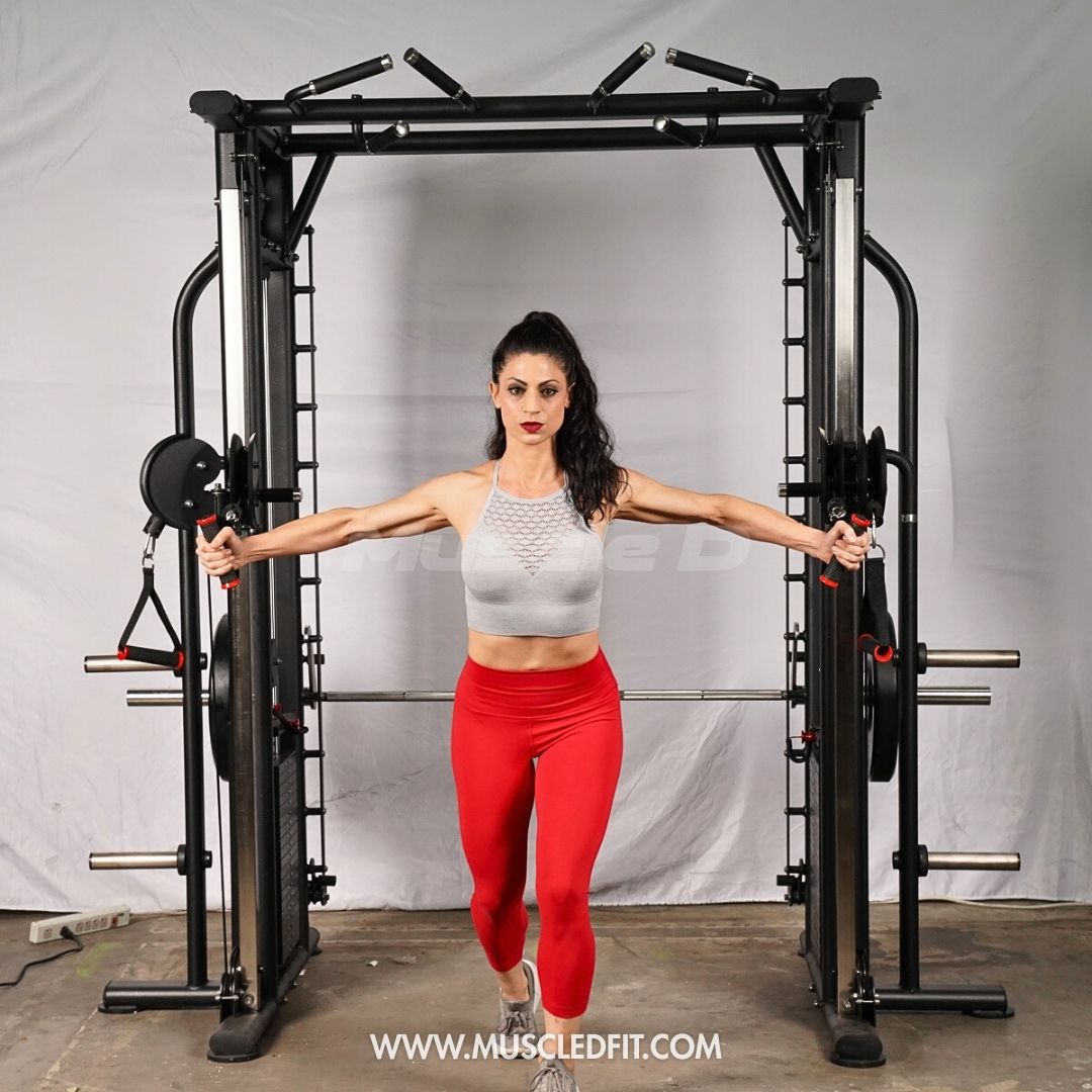 Muscle D Fitness Dual Adjustable Pulley Smith Combo – Full Body Trainer