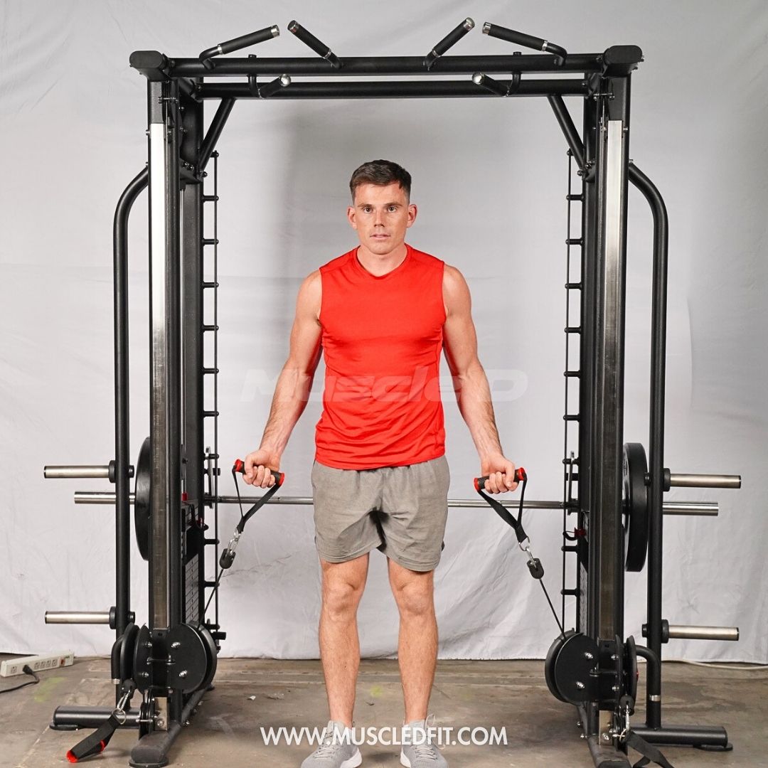 Muscle D Fitness Dual Adjustable Pulley Smith Combo – Full Body Trainer