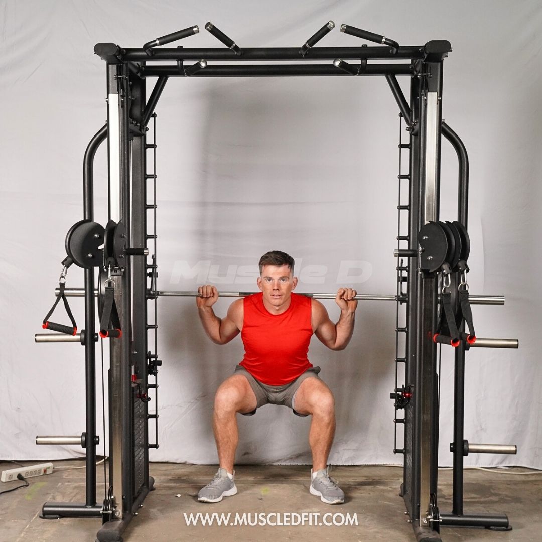 Muscle D Fitness Dual Adjustable Pulley Smith Combo – Full Body Trainer