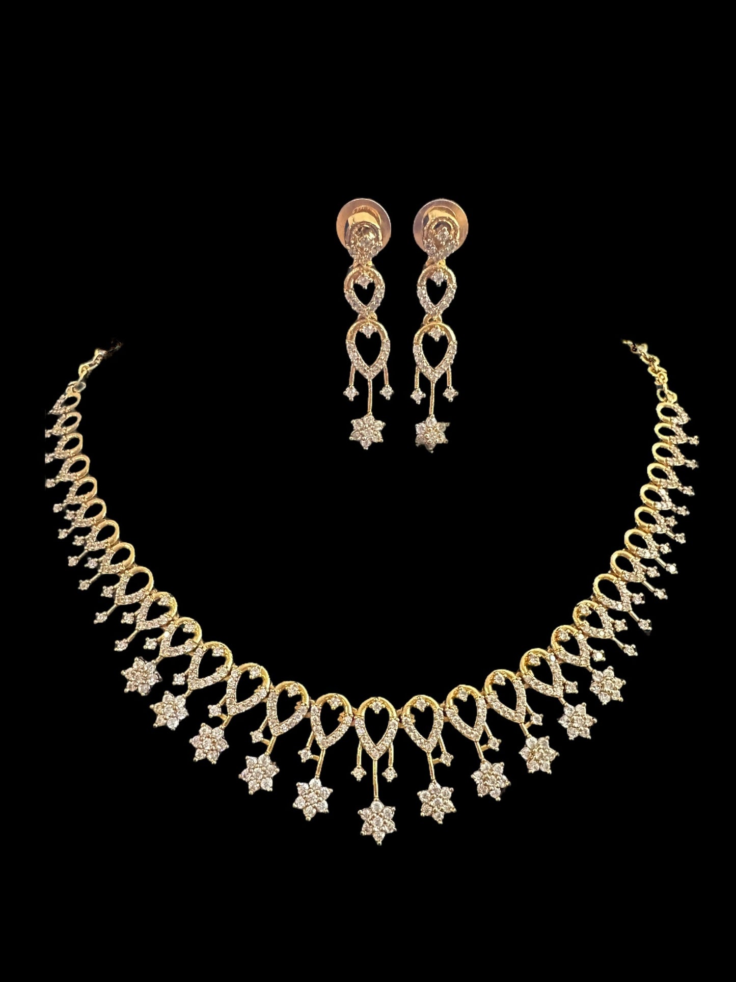 DNS153 Rima necklace earrings in cz ( READY TO SHIP )