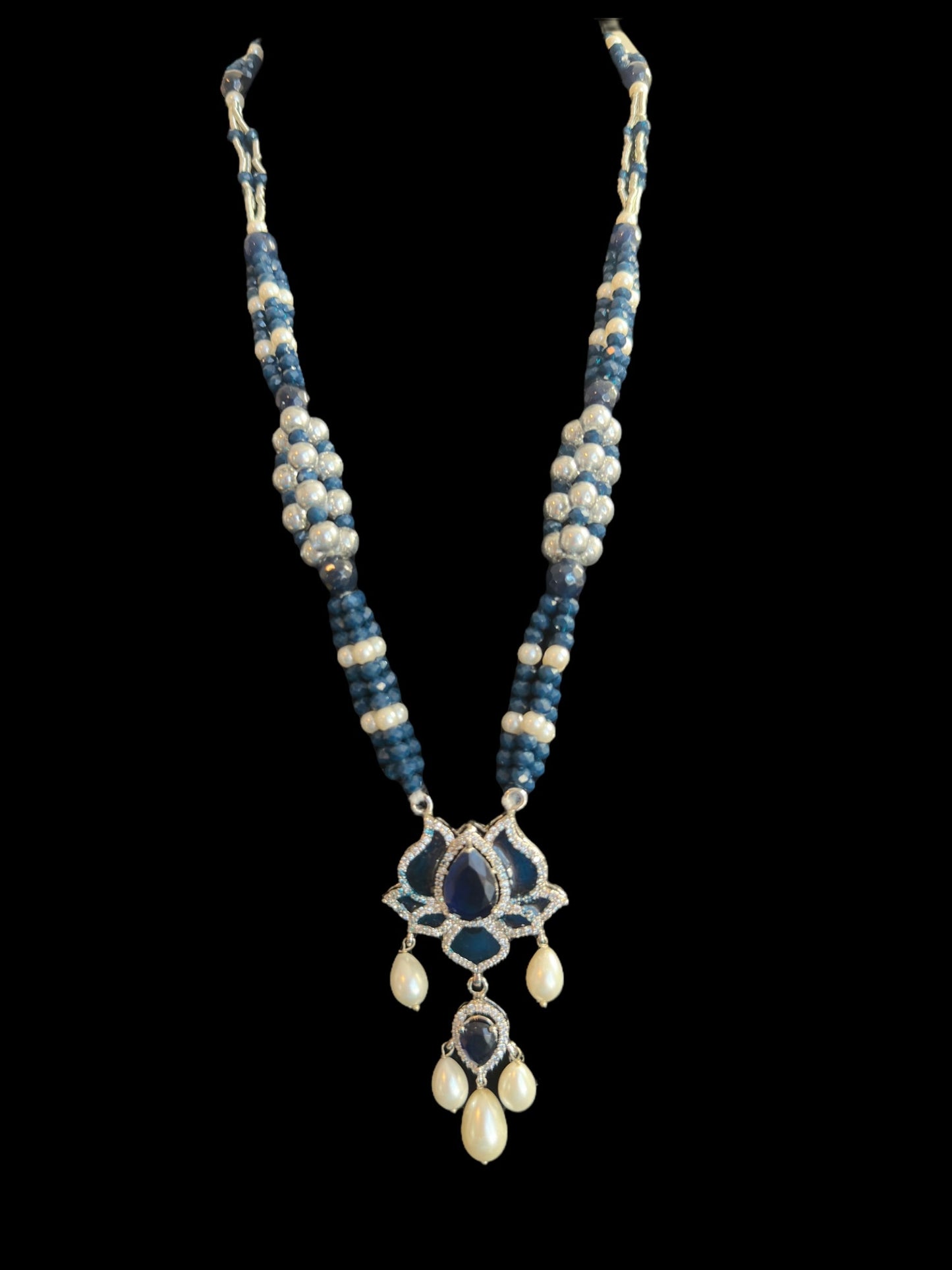 DLN101 Maria mala and earrings set in blue ( SHIPS IN 4 WEEKS )