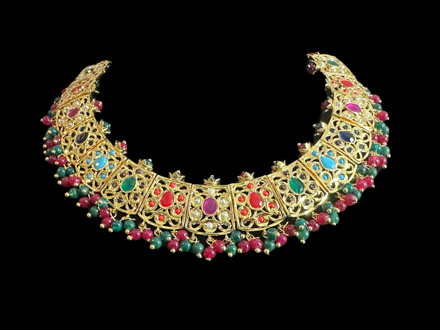 DNS161 Badia in navratan with pearls ( READY TO SHIP )