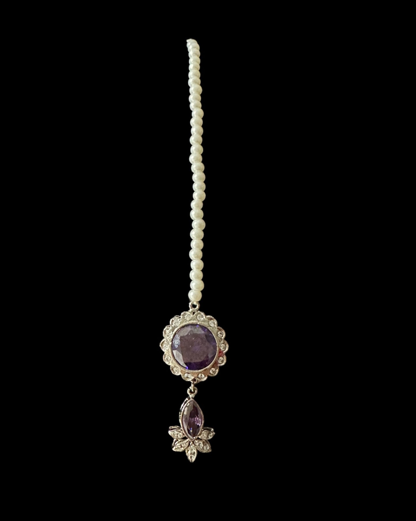 BR321 High quality cz necklace set with tika - purple ( READY TO SHIP )