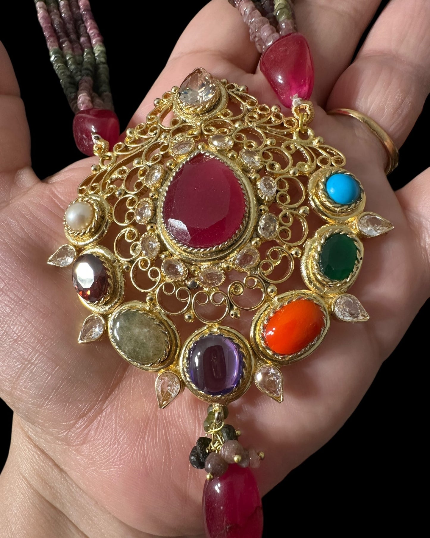 DLN128 Adaya multicolor natural beads necklace ( READY TO SHIP )