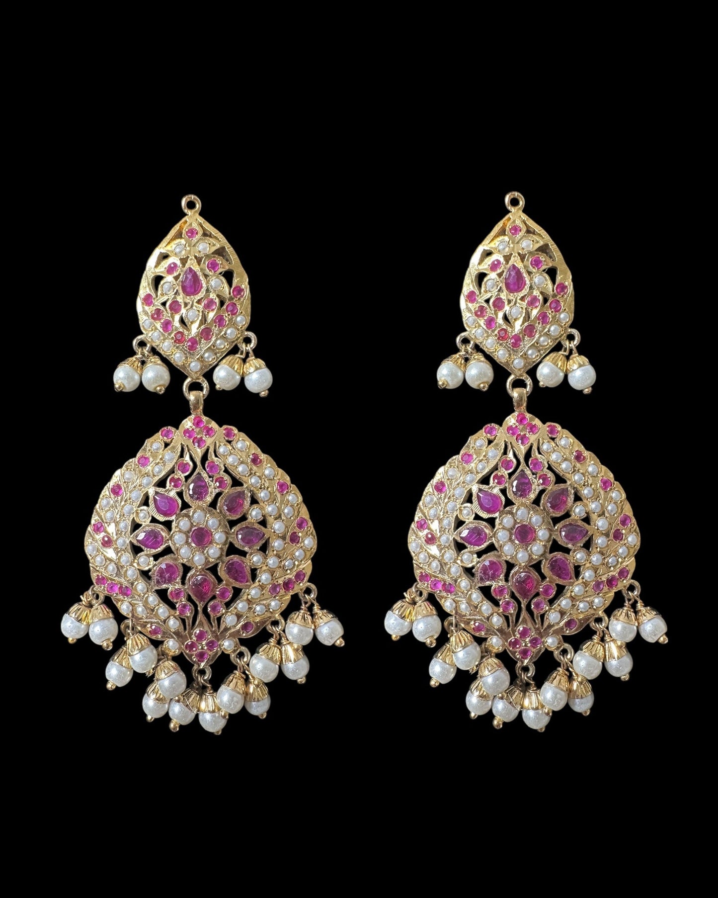 DER792 Megha jadau earrings in ruby pearl ( READY TO SHIP )