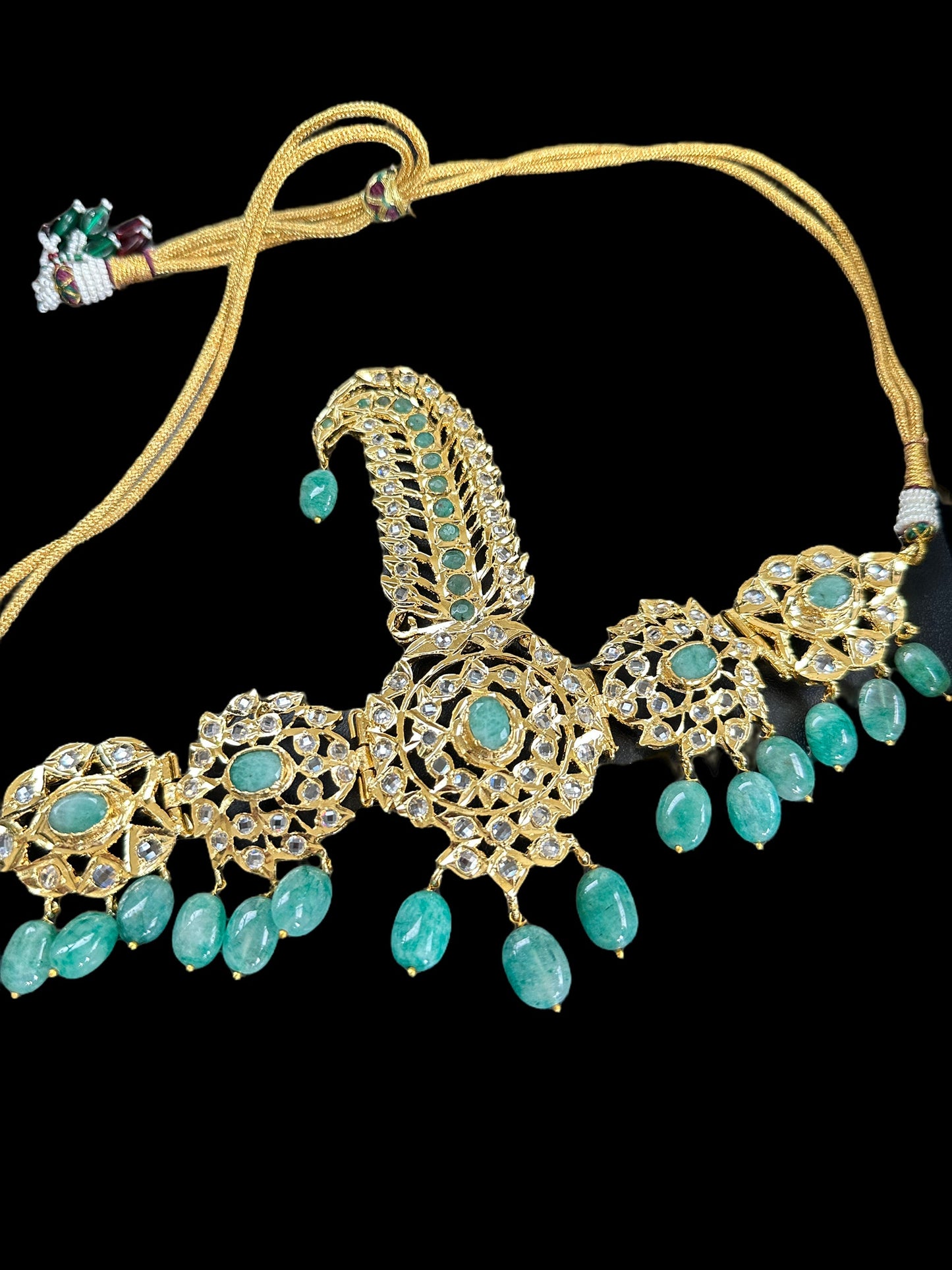 DJTK148 Hyderabadi sarpech in emeralds ( SHIPS IN 4 WEEKS )