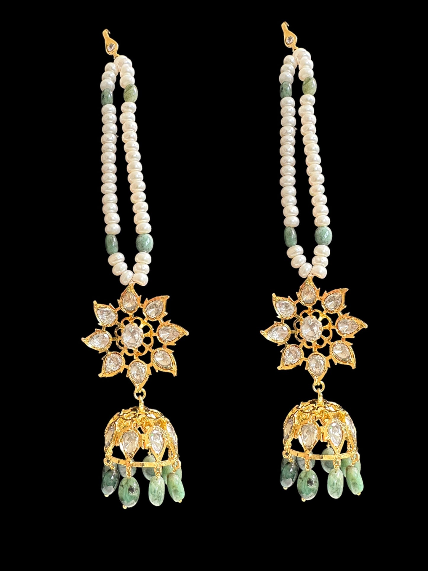 BR310 Bridal jadavi lacha , satlada in moissanite and emeralds ( SHIPS IN 2 WEEKS )