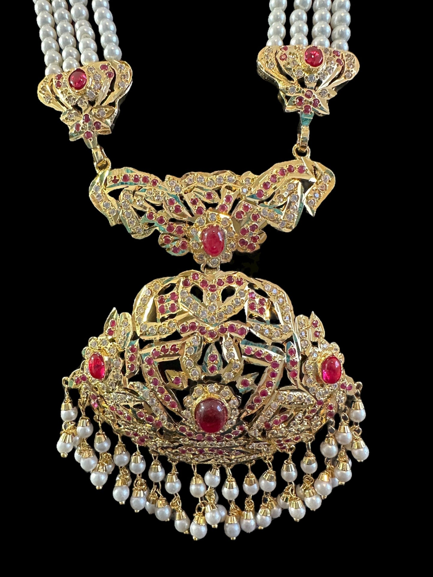 DLN115 Filza jadau rani haar in ruby wuth zircon ( READY TO SHIP )