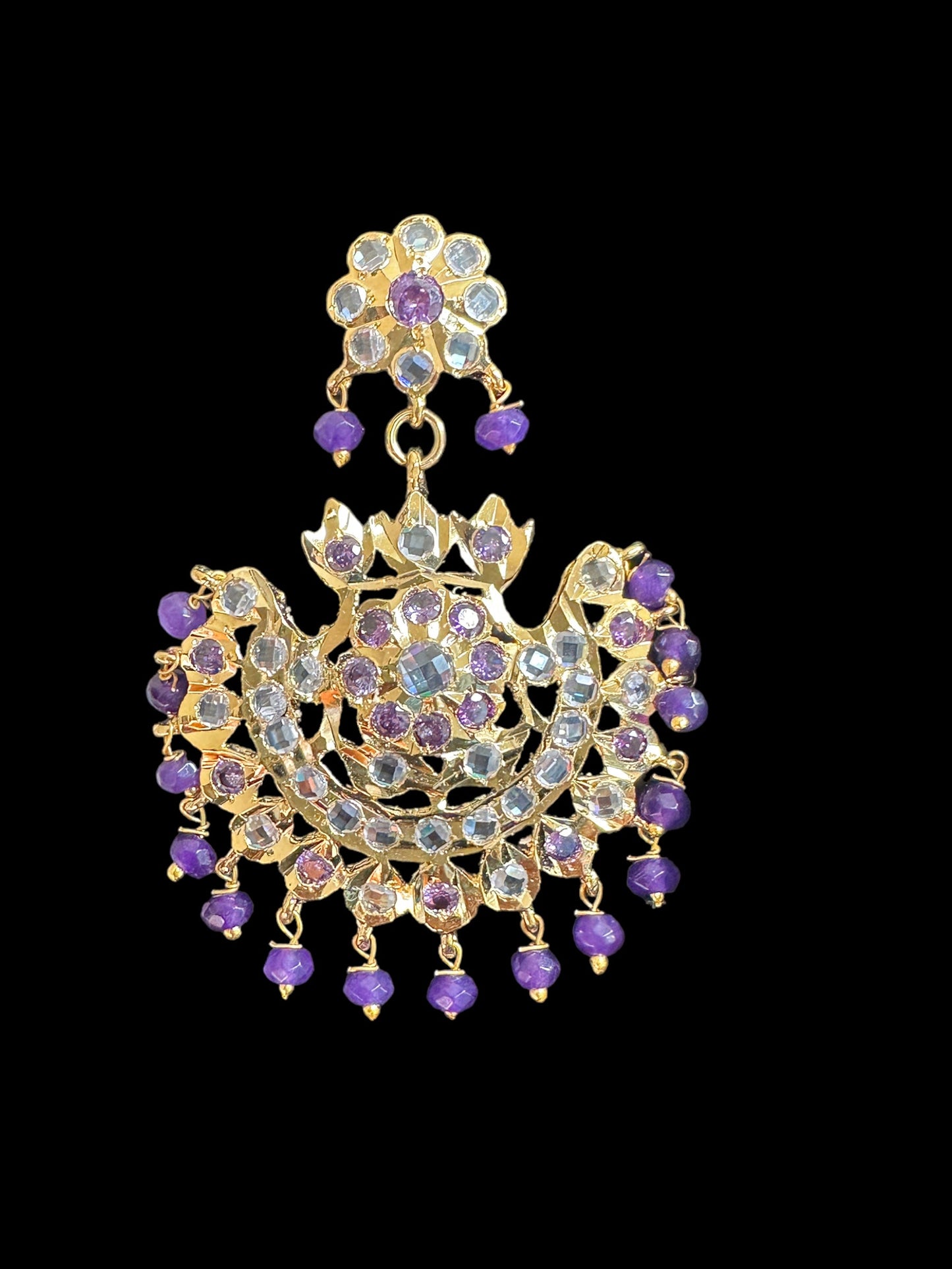 DER561 Saha chandbali in amethyst ( READY TO SHIP )