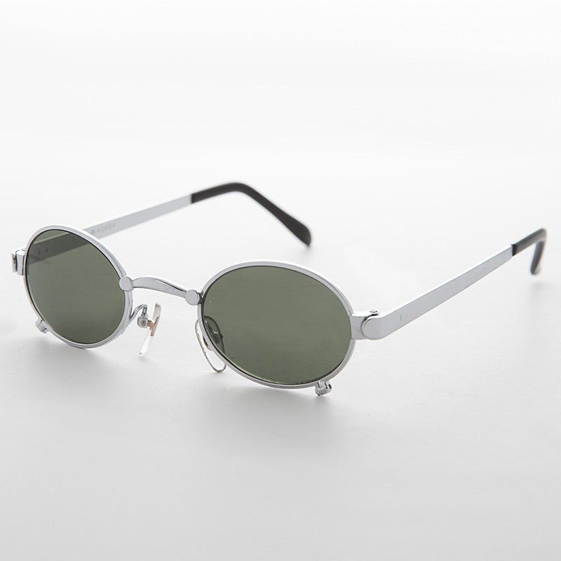 Small 90s Oval Steampunk Spectacle Vintage Sunglass - Edison