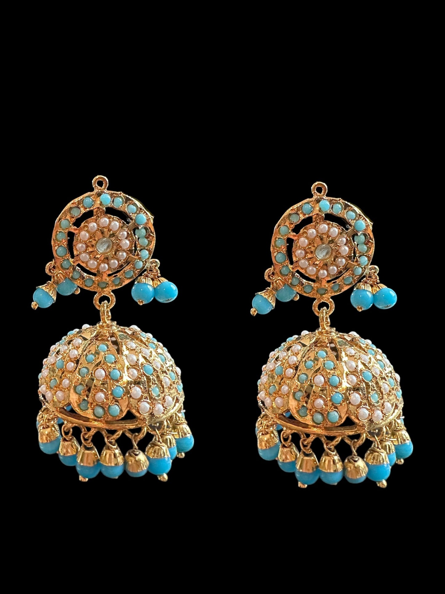 DER627 Arya Punjabi Jadau jhumka in feroza ( READY TO SHIP )