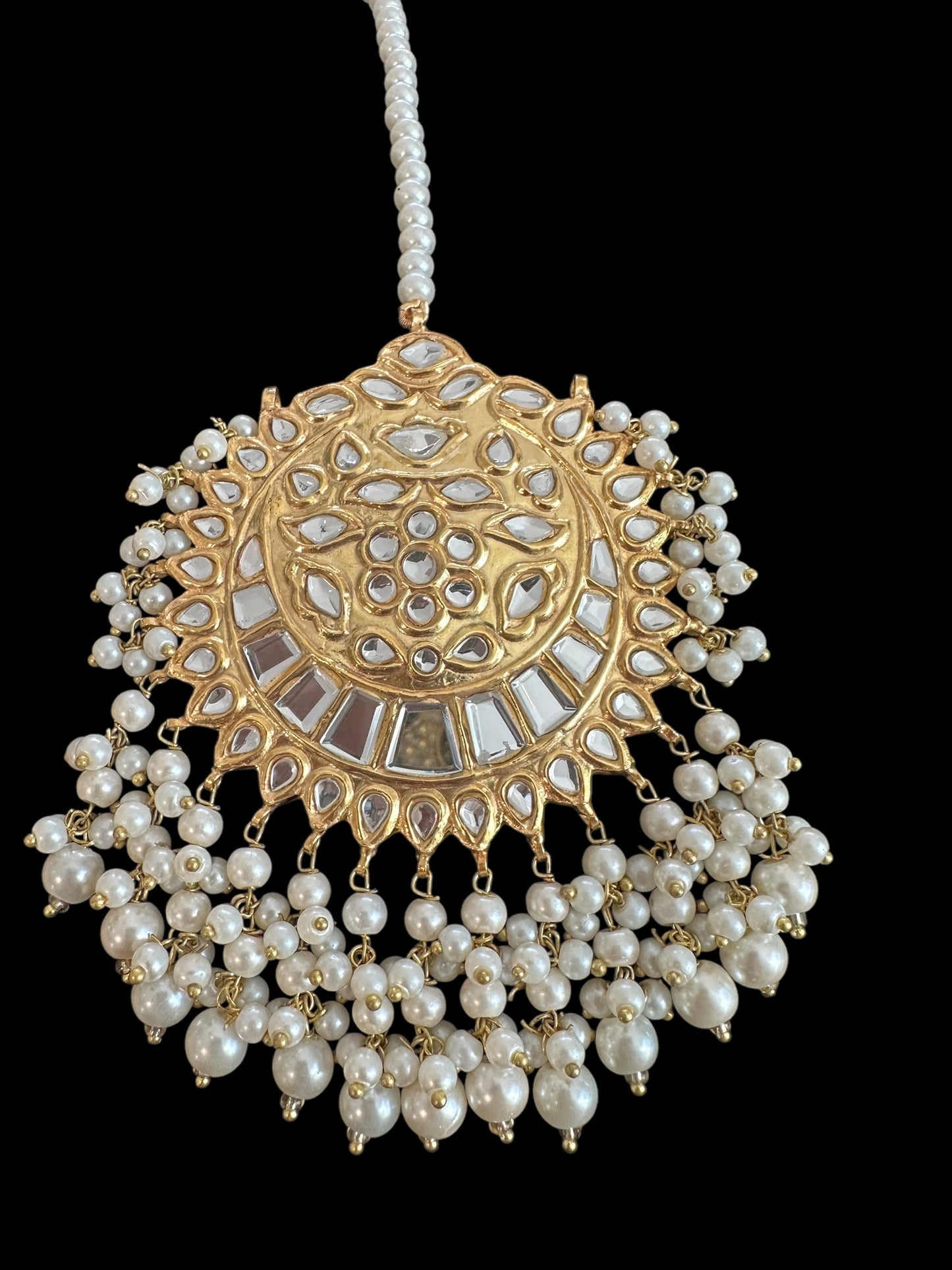 JTK34 kundan jhoomar tika with pearls ( READY TO SHIP )
