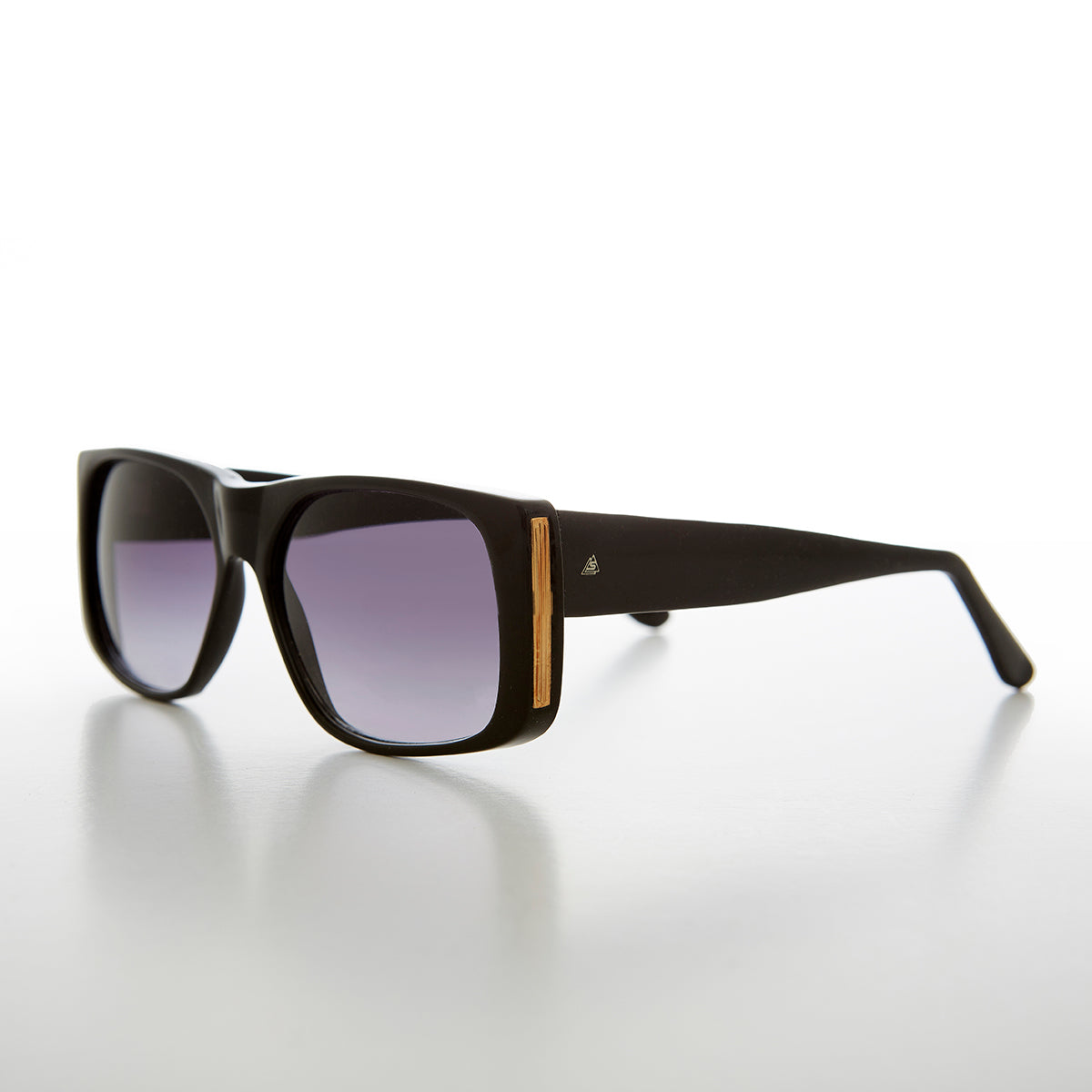 Square Block Sunglass with Gold Rim Accents - Efren