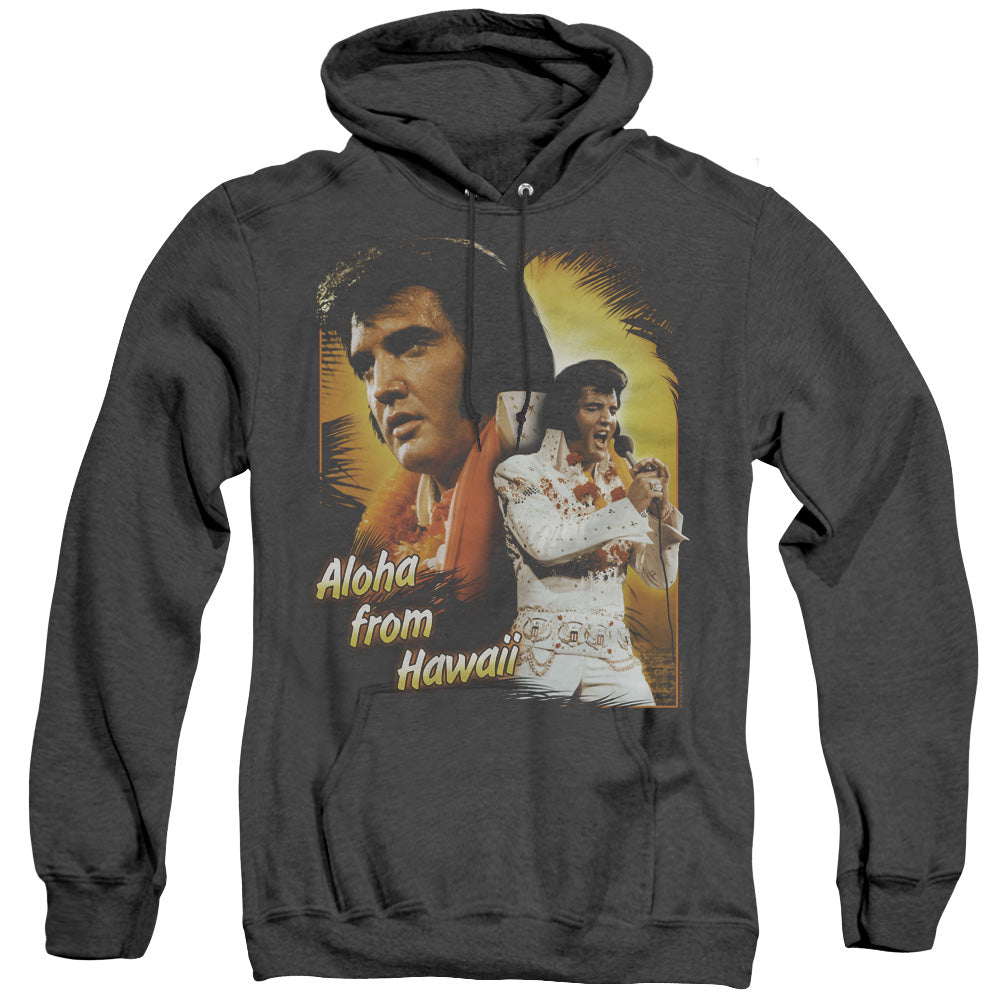 Elvis Presley Aloha Mens Heather Hoodie Black Officially Licensed