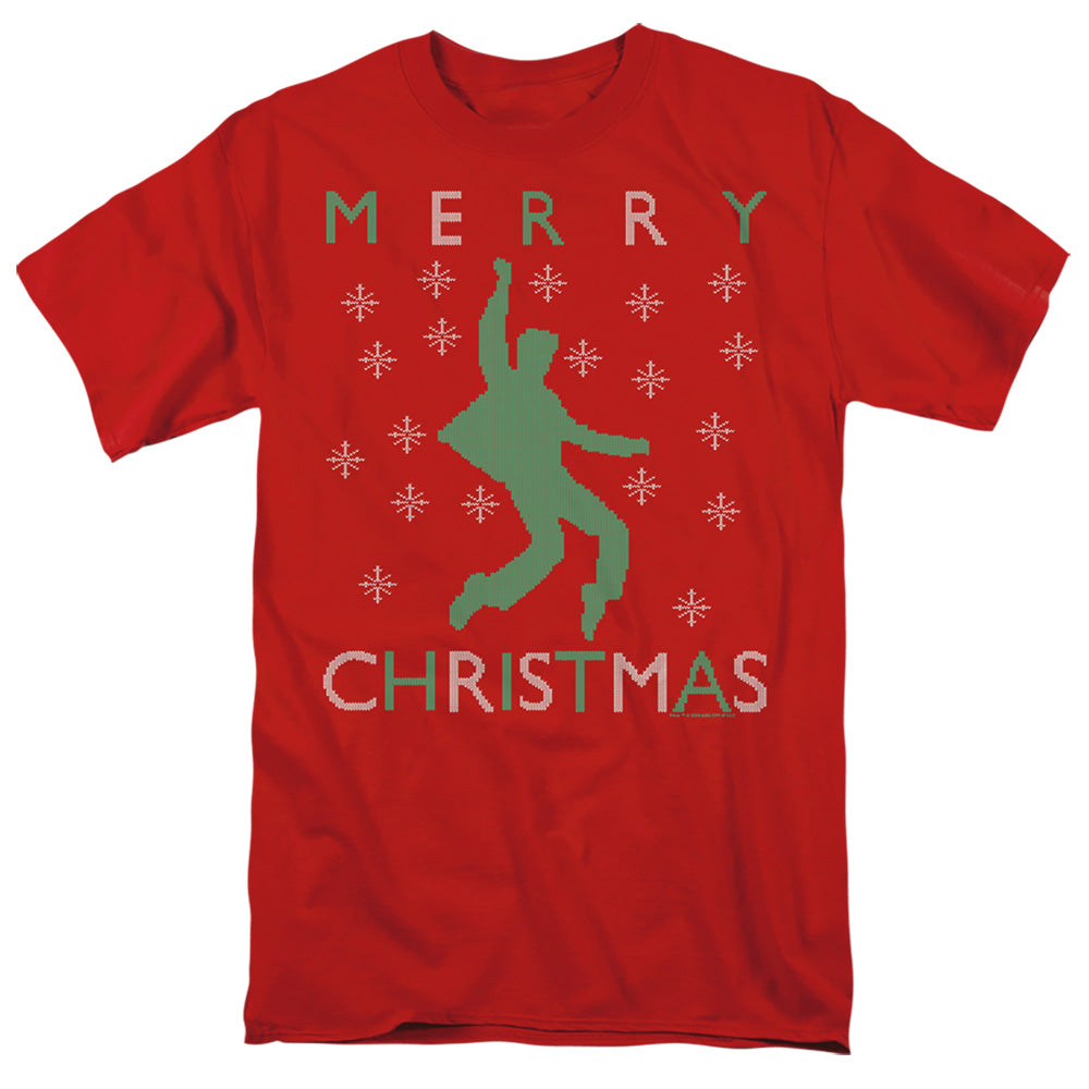 Elvis Dancing Ugly Christmas Mens T Shirt Red Officially Licensed