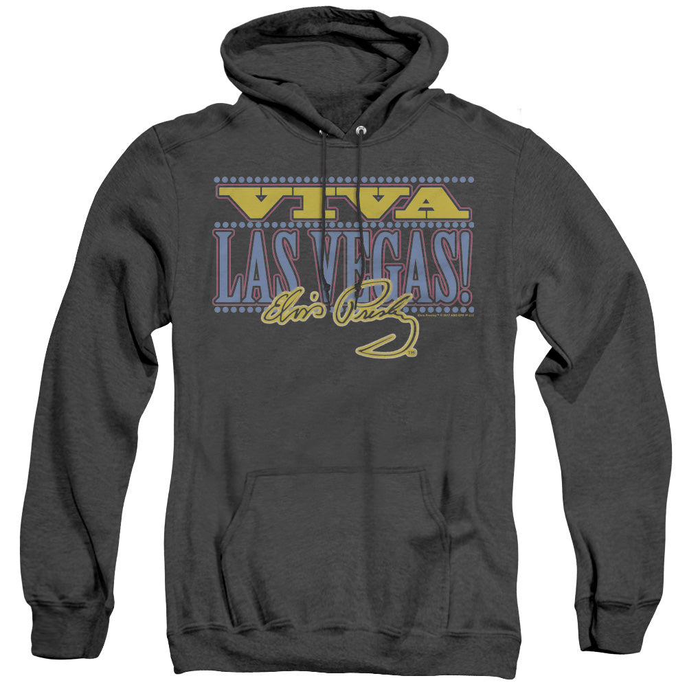 Elvis Presley Viva Las Vegas Mens Heather Hoodie Black Officially Licensed