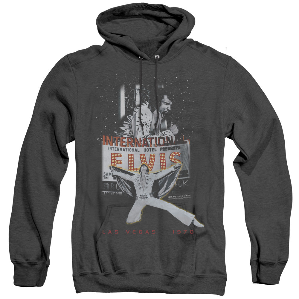 Elvis Presley Las Vegas Mens Heather Hoodie Black Officially Licensed