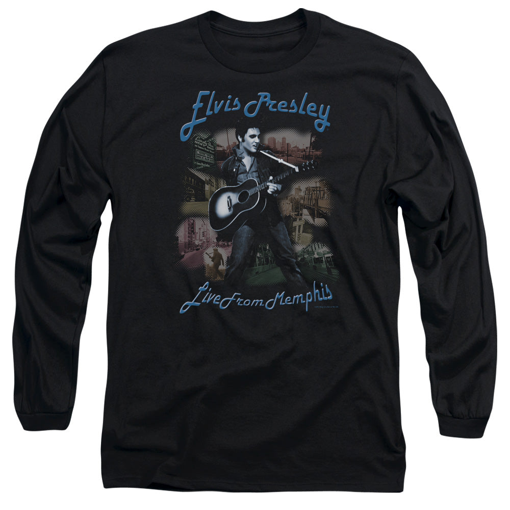 Elvis Presley Memphis Mens Long Sleeve Shirt Black Officially Licensed Officially Licensed