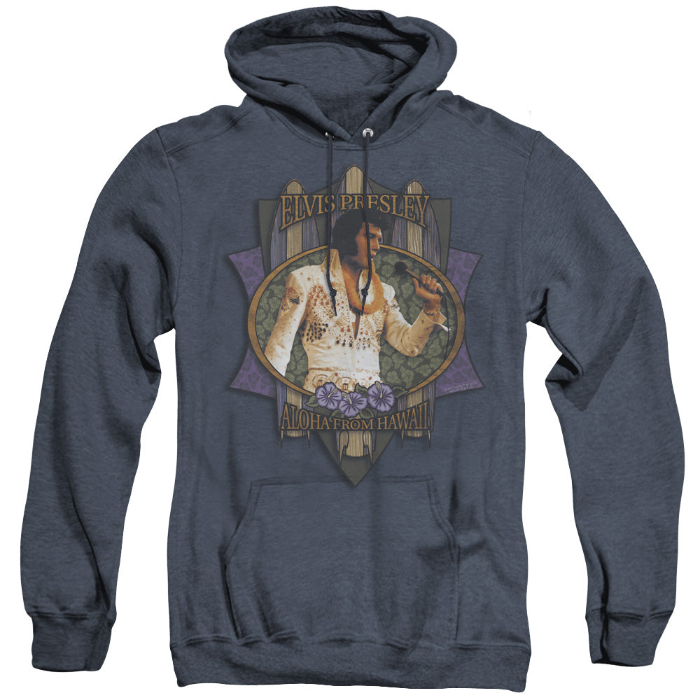 Elvis Presley Aloha From Hawaii Mens Heather Hoodie Navy Officially Licensed